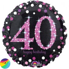 Folija balon - 40 Holografski Roza Črn Folija balon - 40 Holografski Roza Črn